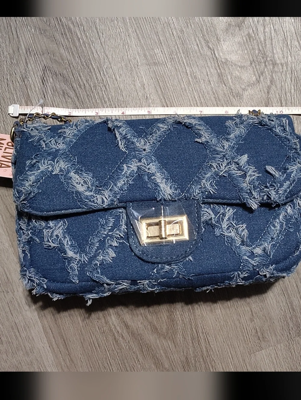 🆕2PC Blue Denim Hoops w/ Quilt Chain Crossbody/Drop Satchel 10.5L X 5.5H